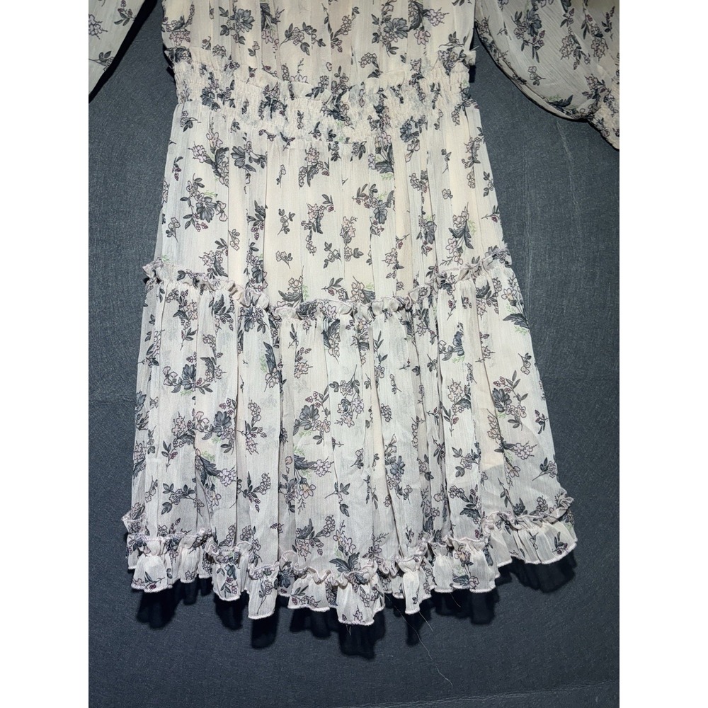 Hayden Los Angeles Dress Womens S Floral Ruffle Off Shoulder Smocked Waist Tired - Picture 5 of 16